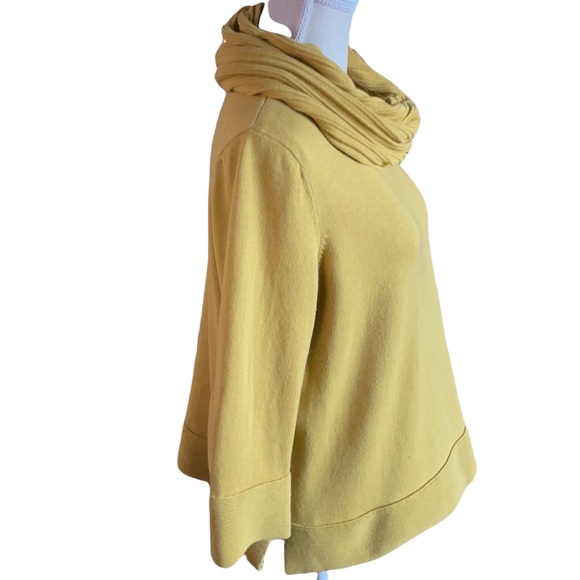 Marla Wynne Yellow Knit Wrist Length Sleeve Sweater with Detachable Scarf SZ: L - Picture 4 of 13